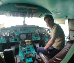 At the controls of the Tu-144